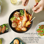 Drizzle Electric Cooker 1.7L - Mini Skillet Non-Stick Coating - Stir Fry Food Maker 110V Portable Cookerware Dorm Cooking - for Personal Ramen Boiling Steak Egg Oatmeal Soup Shabu Shabu Pot Simmer Pot
