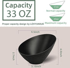 Bamboo Fiber Salad Bowls, 4 Packs Compostable 33 Ounce Elegant Black Angled Bowls for Salad, Pasta, Soup, Prep, Ideal for Home and Restaurant (Black, 9.5Inch)