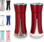 Red Salt and Pepper Shakers by Aelga, Salt Shaker with Adjustable Pour Holes, Red Kitchen Accessories, Decor for Kitchen,Restaurants,Camp,BBQ