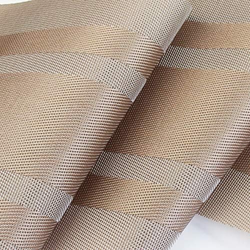 PIGCHCY Placemats with Matching Table Runner,Heat Resistant Vinyl Woven Washable Table mats Sets (6 Placemats+1 Table Runner,Champagne)