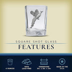 Heritage Pewter Pheasant Square Shot Glass | Hand-Sculpted 1.5 Ounce Shot Glass | Intricately Crafted Metal Pewter Inlay