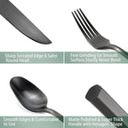 DEACORY Silverware Set Flatware Set Matte Black Cutlery Set Brushed Finished Hexagon Handle Heavy Stainless Steel 40 Pieces Dishwasher Safe Service for 8