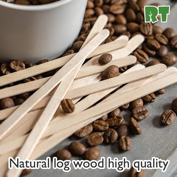 RT－Wooden coffee stirrer natural birch can be used for tea hot drinks and cold drinks the stirrer sticks 5.5"inch 1000 sticks packaging