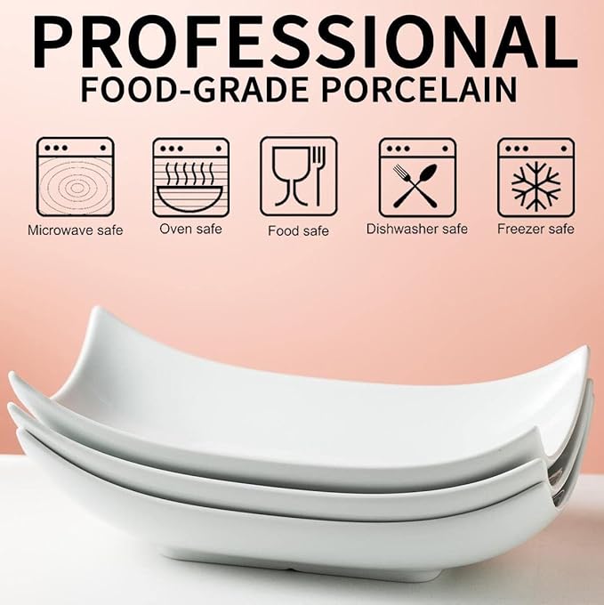 Gomakren Serving Platters Serving Bowls Set Turkey Serving Platter Porcelain Serving Dishes For Entertaining Special Curved Deep Large Thanksgiving Christmas Dishes Gifts Set of 3 White 12 Inch