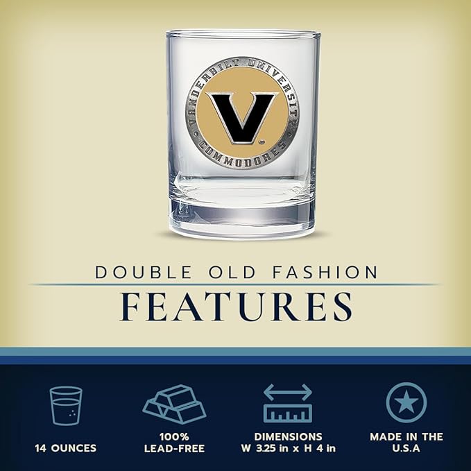 Heritage Pewter Vanderbilt Double Old Fashion | Double Rocks Glass 14 OZ for Liquor | Expertly Crafted Pewter Glass