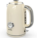 Electric Kettles1500W, 1.7L Stainless Steel Tea Kettle with Thermometer, Auto Shut-Off & Boil-Dry, Cool Touch Handle, BPA Free Kettle & Hot Water Kettle (Beige)