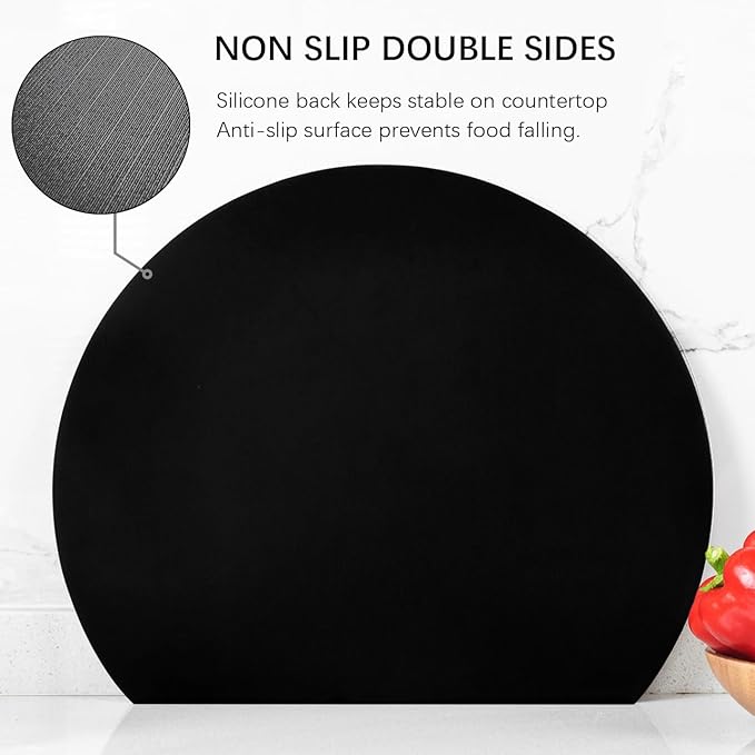 ZVP Thick Silicone Cutting Board Mats for Kitchen, TPU Flexible Cutting Board Double-Sided Use, Nonslip Rubber Half Round Chopping Mats BPA Free Knife Friendly Non-Toxic Dishwasher Safe