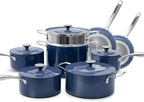 Nuwave Lux 13-Piece Premium Cookware Collection, Healthy G10 Duralon Blue Ceramic Nonstick, Ultra Durable, PFAS-Free, Lightweight & Works on All Cooktops