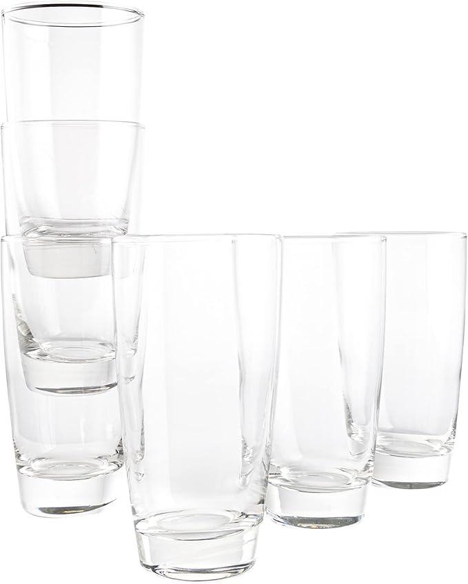 Vikko 16.4 Ounce Water Tumblers | Large All Purpose Drinking Glasses – Thick and Durable Construction – Beautiful Design – Heavy Base – Dishwasher Safe– Set of Six Tall Glass Tumblers