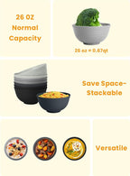 Homienly Cereal Bowl Set, Wheat Straw Fiber Unbreakable Lightweight Bowls Set (Grey Stone, 26 OZ)