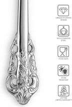KEAWELL Luxury 45-Piece Silverware Set, 18/10 Stainless Steel, Service for 8, Mirror Finish, Antique Baroque Design, Dishwasher Safe (Silver)