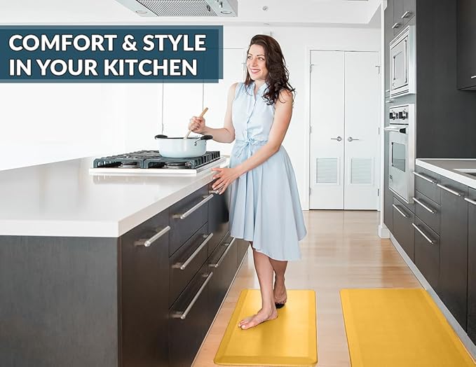 ComfiLife Anti Fatigue Floor Mat – 3/4 Inch Thick Kitchen Mats for Floor, Standing Desk Mat, Kitchen Rug – Comfort at Home, Office – Durable – Stain Resistant – Non-Slip Bottom (20" x 32", Mustard)