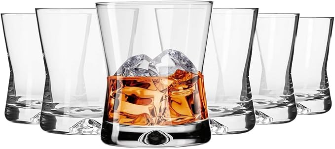 Krosno Whiskey Sour Glasses Old Fashioned Bourbon Cognac Brandy | Set of 6 | 9.8 oz | Cocktails Drinks Water Juice Scotch Irish Liquor Whisky | Made in Europe