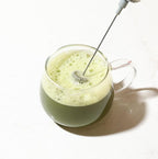 Yu Tea Handheld Electric Milk Frother with Stand | Dual Whisk Frother for Matcha, Sencha, Hojicha, Genmaicha Powder | Quick Mix for Lattes, Smoothies & Baking | AA Batteries Required