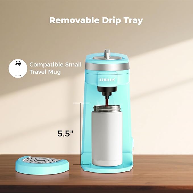 CHULUX Mini Coffee Maker for K Capsule, Single Serve Coffee Maker for One Cup Americano, Lightweight Pod Coffee Machine, Aqua
