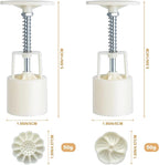 Moon Cake Mould Set,Includes12 pcs Sakura flower pattern base and 2 Pieces Bath Bombs Press,Mid Autumn Festival DIY Hand Press Cookie Stamps Pastry Tool Moon Cake Maker(50g) White L