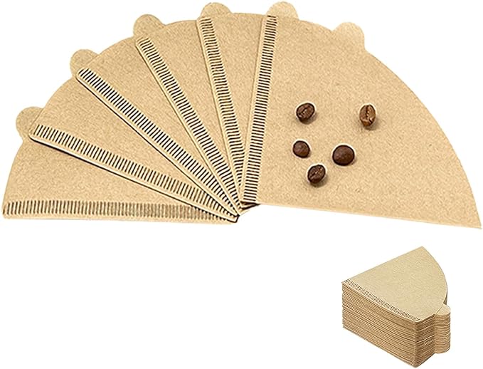 Cone Coffee Filters, Disposable Natural Paper Filters,2-4 Cup Coffee Filters, For Pour Over Coffee Maker, Drip Coffee (V02 (Unbleached,100))