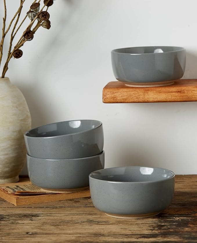 famiware Milkyway Cereal Bowl, Soup Bowls for 6, 25 Ounce Bowls Set for Kitchen, Bowl Set for Cereal Soup Rice Pasta Salad Oatmeal, Dark Gray