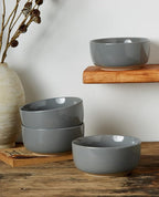 famiware Milkyway Cereal Bowl, Soup Bowls for 4, 25 Ounce Bowls Set for Kitchen, Bowl Set for Cereal Soup Rice Pasta Salad Oatmeal, Dark Gray