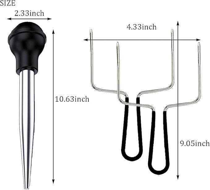 Good Grip Turkey Lifters and Baster Set, 3-Piece Thanksgiving Turkey Serving Set, 2-Prong Poultry Forks, Easily Lift Large Meats