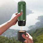 Portable Electric Espresso Machine, Travel Coffee Maker for Camping, Car Coffee Maker Self-Heating with USB-C, With Ground Coffee & NS Capsule for RV, Hiking, Office(Green)