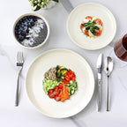 AmorArc Ceramic Plates Set of 6, 8.5 Inch Round Stoneware Salad Plates Use for Dessert, Salad, Appetizer etc,Microwave & Dishwasher & Oven Safe, Scratch Resistant Small Deep Dinner Plates