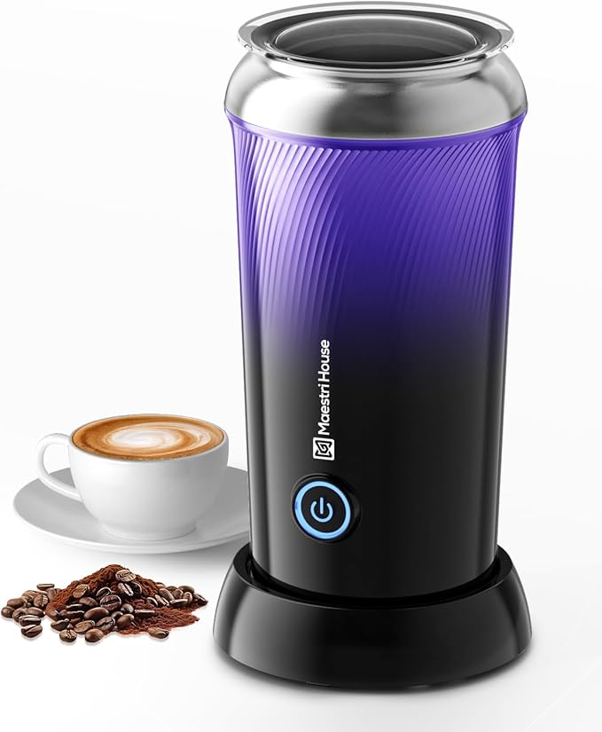 Maestri House Milk Frother, 3-in-1 Hot & Cold Mik Frothing Steamer, 8.12OZ/240ML Touch Control Foam Maker, Compact Space-saving Design for Latte, Cappuccino and Warm Milk