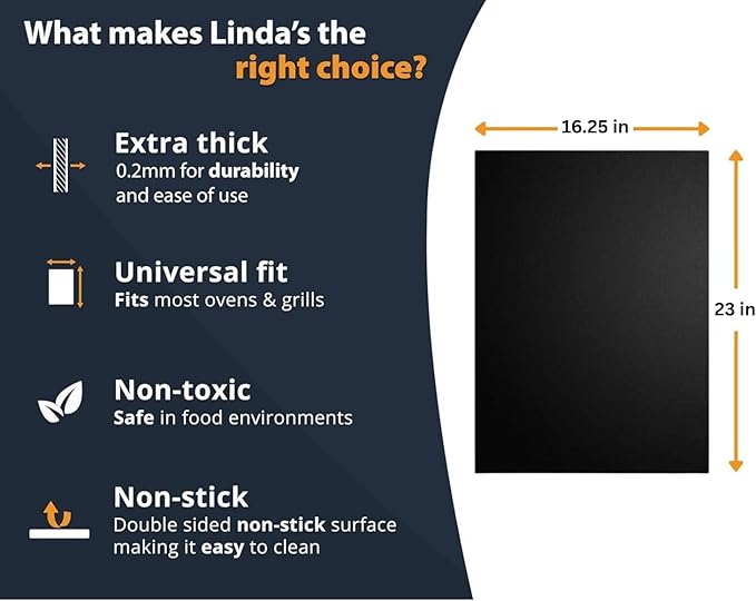Oven Liners for Bottom of Oven - 3 Pack Large Heavy Duty Mats, 16.25”x23” Non-Stick Reusable Liner for Electric, Gas, Toasters, Grills - BPA & PFOA Free Kitchen Accessory to Keep It Clean (Black)