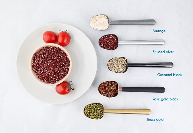 Easyworkz Stainless Steel Long Hollow Handle Coffee Scoop,7g Measuring Spoon for Ground Coffee and Loose Leaf Tea, Gunmetal Black