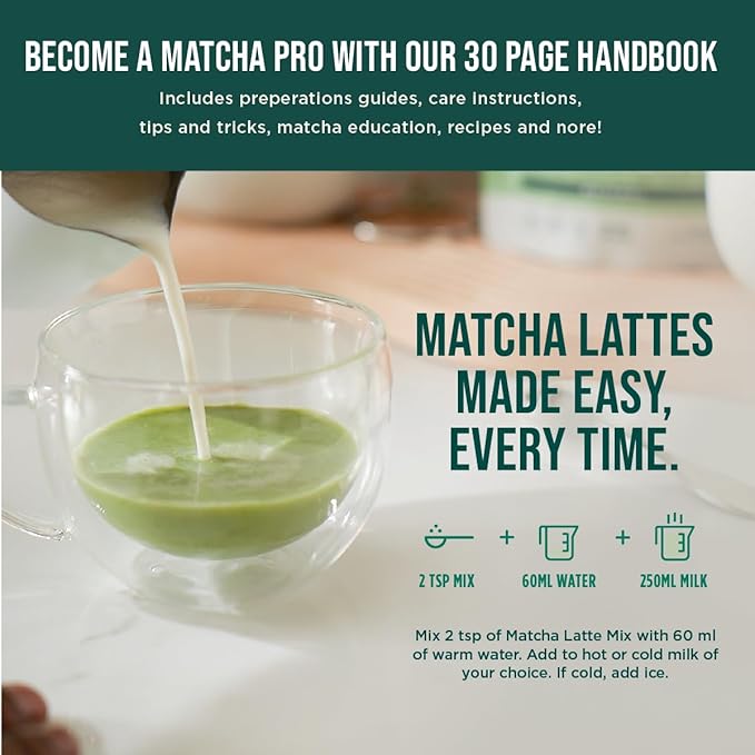 Jade Leaf Matcha - Modern Starter Gift Set Includes: Electric Matcha Whisk + Milk Frother, Stainless Steel Spoon, Stainless Steel Sifter, and Printed Handbook