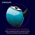 Circulon Enamel on Steel Whistling Teakettle/Teapot With Flip-Up Spout, 2 Quart - Turquoise Blue