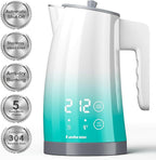 Electric Kettle with 5-Temperature Control,1.25L Cordless,Penguin Shape Design,1200W with Keep Warm and Auto Shut-Off,Perfect for Tea,Coffee & Kitchen(Blue Gradient)