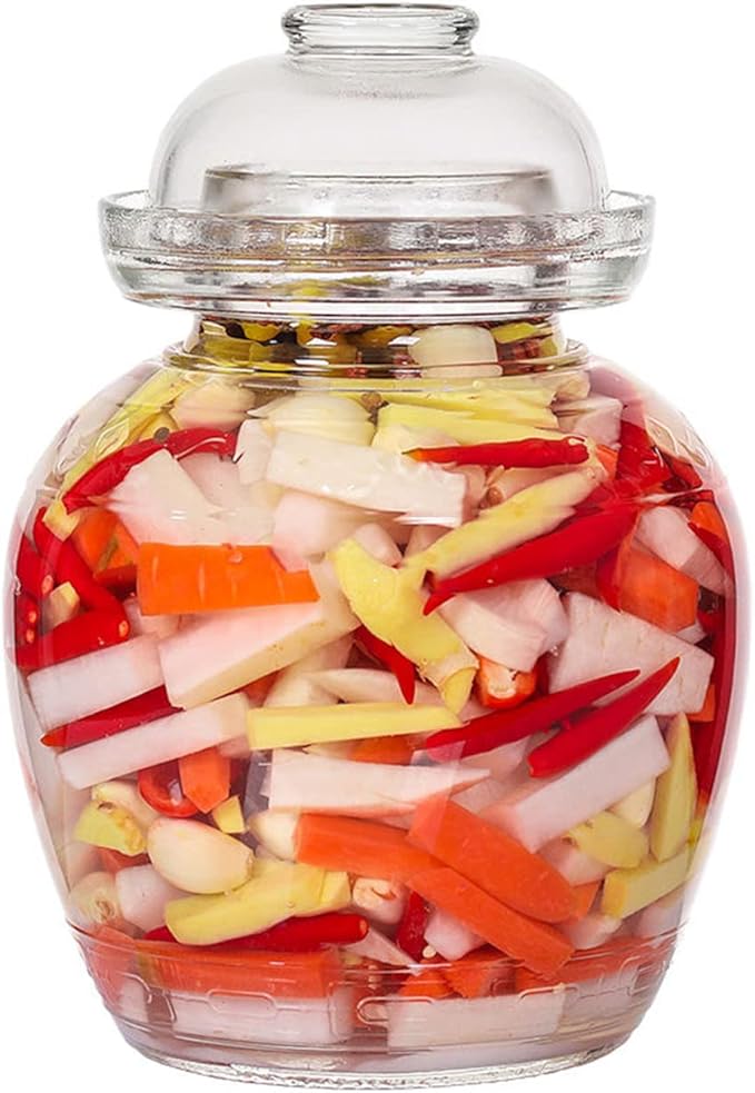 1.5L Pickle Jar Fermentation Jar, Fermentation Kit with Water Seal, Glass Jar with Lid Canning Jars for Pickles, Kimchi, Sauerkraut, Kombucha, Canning, Fermentation, and Wine Brewing