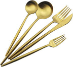 JASHII Luxury Gold Flatware, Silverware Sets, 20-piece Elegant Cute 18/10 Stainless Steel Silverware Set for Eating Home Kitchen Hotel Restaurant, Service Sets for 4 People, Dishwasher Safe