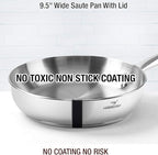 HOMICHEF 14-Piece Nickel Free Stainless Steel Cookware Set - Nickel Free Pots and Pans Set - Non-Toxic, Healthy Induction Cookware