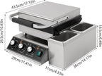 2200W Commercial Waffle Maker, Electric Square Waffle Maker Non-Stick Stainless Steel Belgian Waffle Iron w/Time & Temper Adjustable|Oil Spill Chute, Large Waffle Machine for Restaurant Party Food