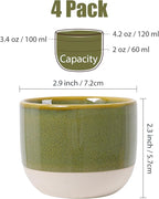 INGOFIN Ceramic Espresso Cup Set of 4-4.2 oz Espresso Cup for Coffee and Tea, Modern Porcelain Glazed Demitasse Cups, Microwave Dishwasher Safe Mugs, Suit for Espresso Machine, Green