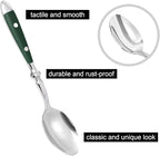 20-Piece Silverware Set, 304 Riveted Stainless Steel Flatware Set, Service for 1, Vintage Cutlery Set with Green Bakelite Handle, Mirror Polished | Rustic | Dishwasher Safee