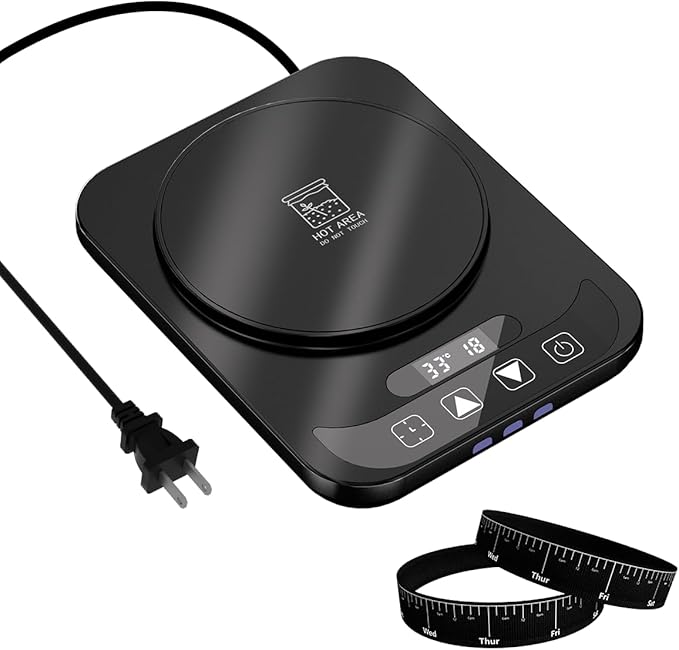 Sourdough Starter Warmer, Precise 1°F Thermostat Control (70-100°F) Sourdough Warming Mat,12-Hour Timer, Smart Memory, Fits Heating Pad for 24–40oz Jars, 110V Perfect for Home Baking & Fermentation