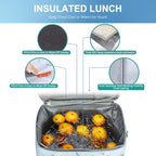 iknoe Large Cooler Bag Collapsible, 15L Insulated Bags, Leakproof Lunch Cooler Tote with Multi-Pockets for Adult, Insulated Lunch Box for Beach, Picnic,Work, Nattier Blue 24-Can