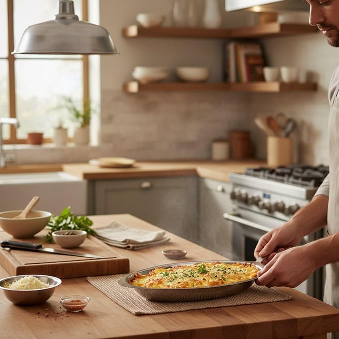 TrueCraftware-20 oz Stainless Steel Oval Au Gratin Dish 0.7mm Thickness Set of 6- Casserole Dish Banana Split Bowls Single Serving Casserole Dishes Small Individual Gratin Dish