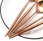 Gugrida Copper Gold Flatware, Royal 20 Pieces Luxury Matte Finish 18/10 Stainless Steel Tableware Sets for 4 Including Forks Spoons Knives, Camping Silverware Travel Utensils Set Cutlery (Rose Gold)