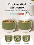 INGOFIN Ceramic Espresso Cup Set of 4-4.2 oz Espresso Cup for Coffee and Tea, Modern Porcelain Glazed Demitasse Cups, Microwave Dishwasher Safe Mugs, Suit for Espresso Machine, Green