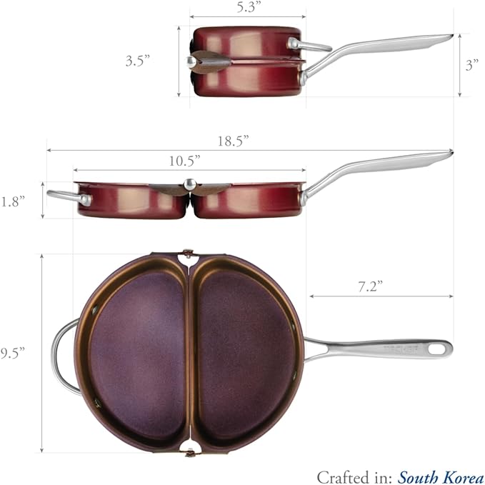 TECHEF - Frittata and Omelette Pan, Double Sided Folding Egg Pan, Made in Korea (PFOA Free) (Purple)