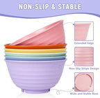 Cereal Bowls, 34 Oz Large Wheat Straw Dinnerware Sets of 6 with Spoon, Unbreakable Plastic Soup Bowls Reusable Microwave Dishwasher Safe for Salad Noodle Kitchen Breakfast, Multicolor