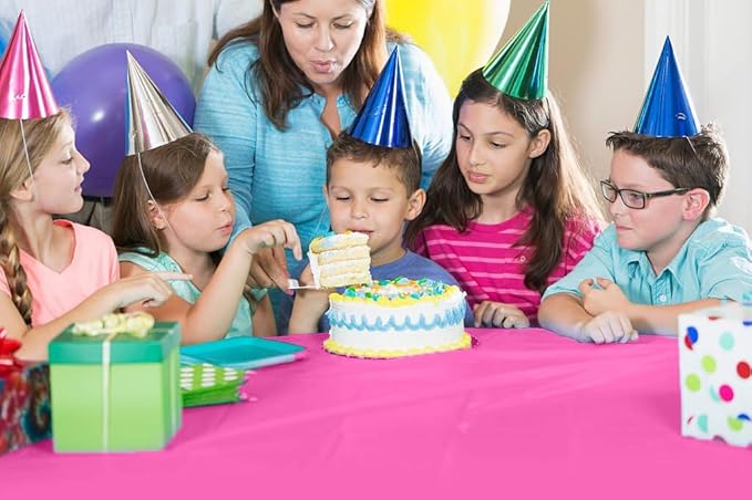 Exquisite Party Solids 54 Inch X 300 Feet Cerise Plastic Table Cover Roll in A Cut - to - Size Box with Convenient Slide Cutter. Cuts Up to 36 Rectangle 8 Feet Plastic Disposable Tablecloths