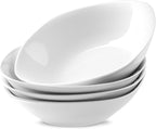 fMBB 4pcs Large Pasta Bowls, 35 OZ Porcelain Deep Dinner Plates, Big Salad Bowls Set, House-warming Dinnerware, Dishwasher, Microwave, Oven Safe