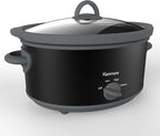 Kenmore Slow Cooker - 5 Lb Chicken 3 Lb Roast Mini Crock Pot With Glass Lid, Stainless Steel Electric Cookers, Warm Rice & Sous Vide Stew, Soup, Lunch, Dishwaher Safe Non-Stick Ceramic Insert, 5 Quart