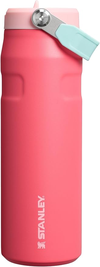 Stanley IceFlow Flip Straw 2.0 Water Bottle 24 oz | Built-In Straw for Travel and Sports | Lightweight and Leak Resistant | Insulated Stainless Steel | BPA-Free | Watermelon