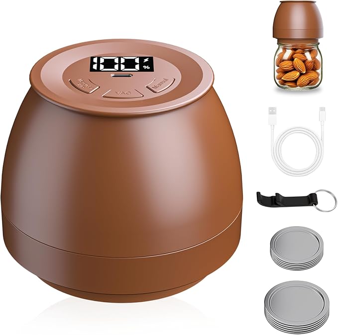 Zivif Electric Mason Jar Vacuum Sealer for Wide Mouth & Regular Mouth Mason Jar, Vacuum Sealer Kit for Food Storage and Fermentation, Includes 10 Jar Lids